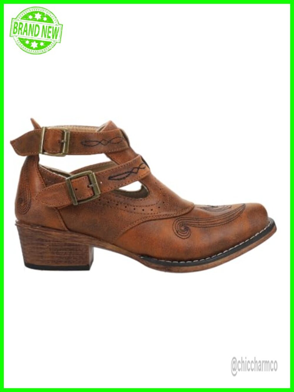 Willa Embroidery Snip Toe Ankle Boots Faux Leather Low Heel Casual